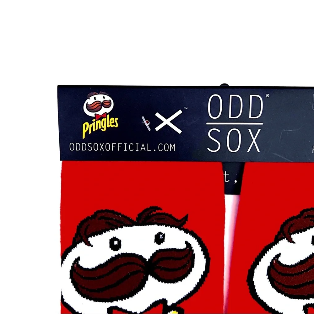Odd Sox Pringles Original Chips Crew Socks Mens Womens  Logo Red Yellow Fun Gift